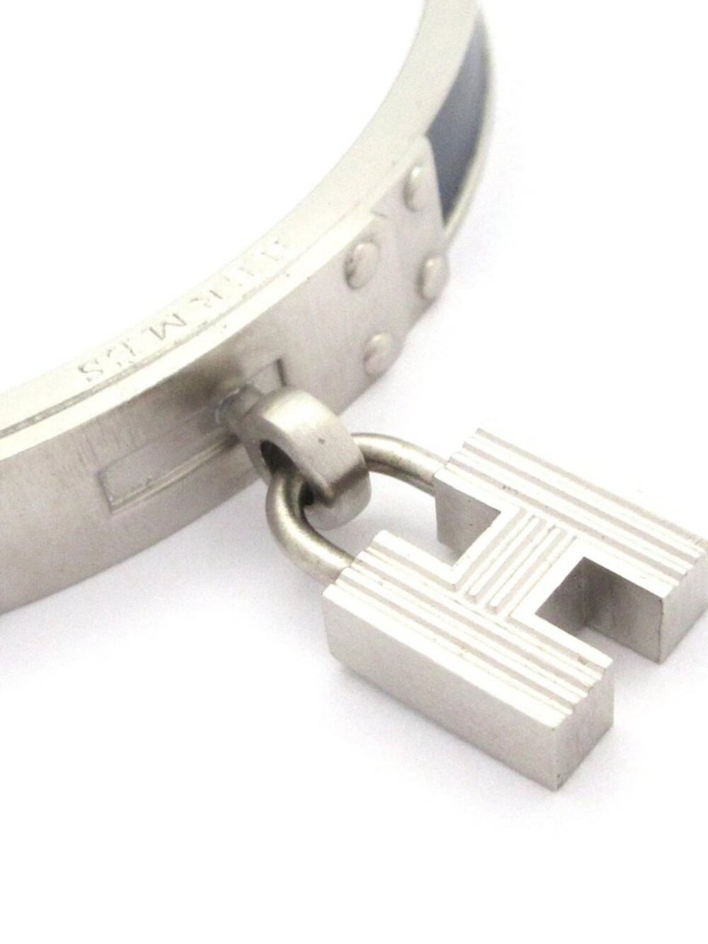 HERMES Kelly Bangle Silver Navy Hardware Leather Bangle - Picture 5 of 5